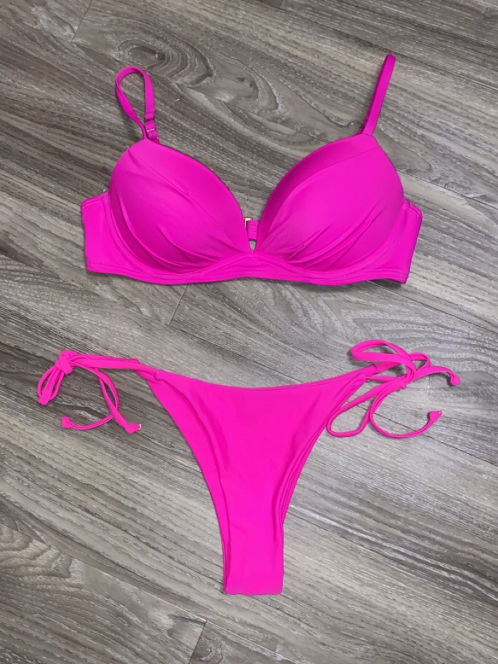 Victoria's Secret Neon Pink Padded and NEW SHEIN Underwire Tie-Side Bikini